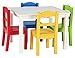 Tot Tutors Summit Collection Kids Wood Table & 4 Chair Set, White/Primary primary