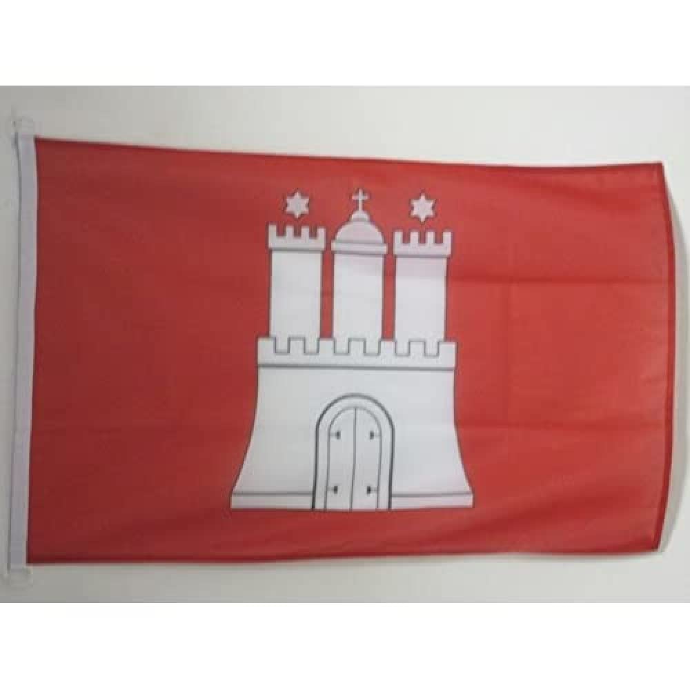 AZ FLAG - Hamburg Flag - 2x3 Ft - For Outdoor - German region of Hamburg Banner Knitted Polyester with Two Plastic Rings - Fade Resistant - Vivid Colors - 2' x 3' Feet - 90x60 Cm