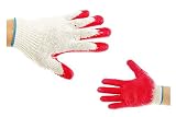 300 Pairs String Knit Red Palm Latex Dipped Gloves, Made in Korea -WRGKR300W/B