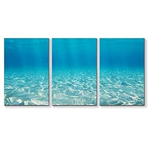 3 Piece Canvas Wall Art for Living Room Bedroom Home Artwork Blue Ocean Sea Paintings Ready to Hang - 16"x24" x 3 Panels