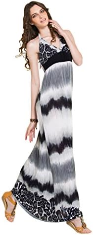 Tooboo Women's Printed Bohemian Summer Maxi Dress Island Beach Casual Dress