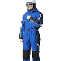 Zhao Xiemao Ski Jacket Adult One-Piece Ski Suit Solid Color Warm Hooded Ski Pants Waterproof and Windproof (Color : Sapphire Blue, Size : L)