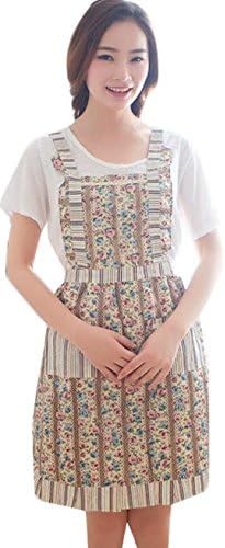Goocyber Women's Original Rural Kitchen Apron Cotton Pinafore with Pocket F 5-color