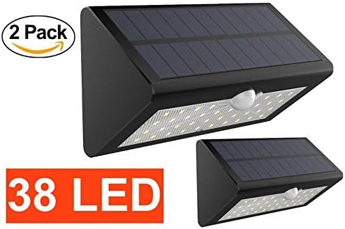 Solar Light - by [Solnergy] 38 LED Black Bright Solar Sensor Light Outdoor Motion Lighting IP65 Waterproof Power Button Security Light Auto On/Off Patio Yard Garden Driveway Pool Area (2 in Pack)