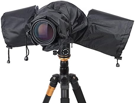 Professional Camera Waterproof Rain Cover for Canon Nikon Pentax DSLR Camera Lens Hood Shield, Photography SLR Camera Rain Sleeve Raincoat (Black)