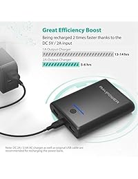 [2 Pack] cargadores de teléfonos RAVPower 12000 mAh Power Bank Batería externa (entrada dual de salida de 2,4 a, 2 a, Batería de polímero de litio, iSmart 2.0 Port, Power Pack) para Smartphone, Tablet