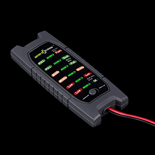 12V Car Battery Tester, Professional Alternator Check Analyzer Lead Diagnostic Tool with 6 LED, Two Testing Clips, Battery Check for Cars Motorcycles (Black, 1 xBattery Tester.)