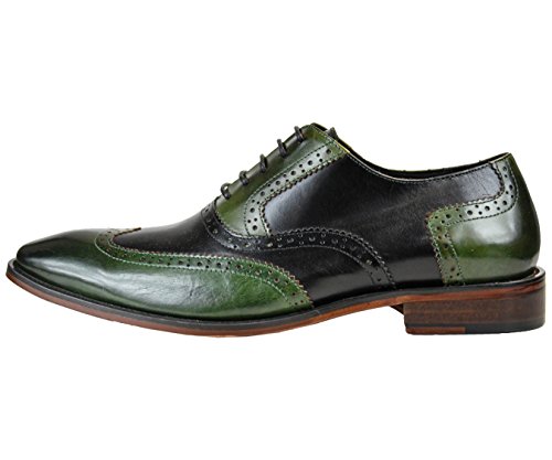 Asher Green Mens Two Tone Genuine Calf Leather Wingtip Spectator, Lace up Oxford Dress Shoe