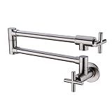 HANEBATH Brass Wall Mount Pot Filler Kitchen Sink Faucet, Brushed Nickel
