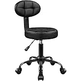BFTOU Round Stool with Back for Work SPA Shop Home Massage Height Adjustable Swivel Stool Chair with Wheels (Black)
