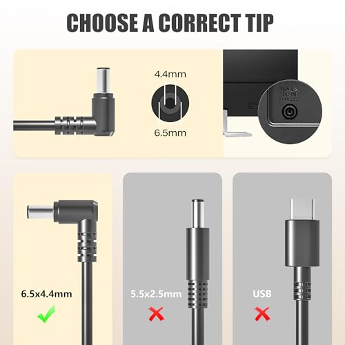 NATNO 80W 19V AC Adapter for LG Monitor Power Cord LG Electronics 32" 27" 24" 19" 20" 22" LCD LED HD TV 27GL83A-B 27MN60T-W 27ML600M, for Samsung TV Monitor 32" UN32J4000 UN32J4000AF UN32J5003 Charger