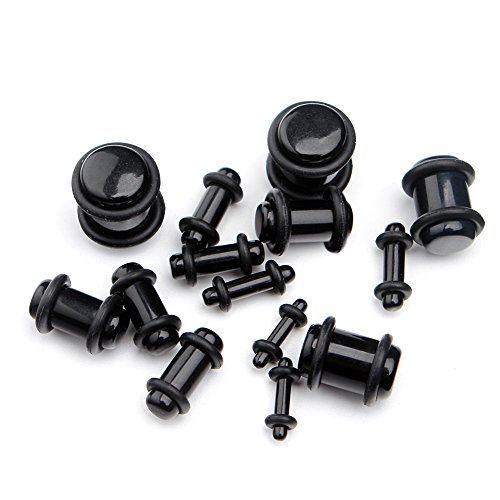 vcmart 12G-00G Ear Gauges Stretching Kit Tapers & Plugs Expanders Set UV Acrylic 28pcs - Thumbnail 2