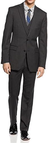 Bar III Slim Fit Suit Charcoal Neat Wool 2 Button New Men's Suit Set (40S 33W x 30L)
