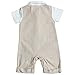 FEESHOW Baby Boys' Short Sleeve Gentleman Romper with Hat 2pcs Outfit Set Size 6-9 Months Khaki