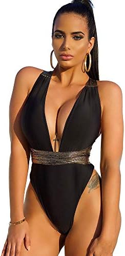 セクシー水着 ハイレグvカットのスイムウェア セレブなワンピース レディース ブラック プラチナ Oy