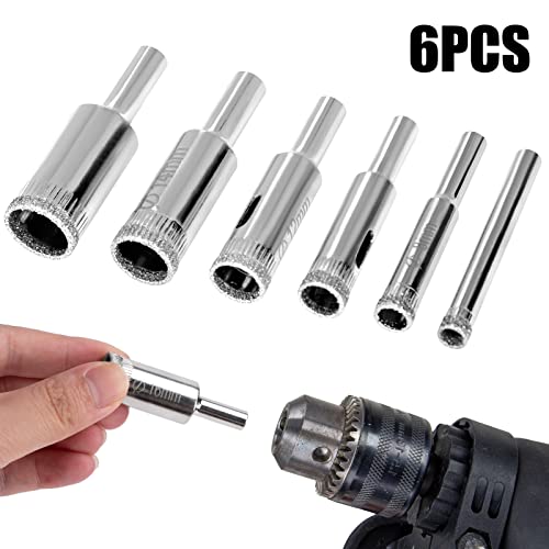 JOHOUSE Diamond Drill Bits, 6PCS Hole Saw Kit Hole Drill Bits for Granite Stone Glass Porcelain Marble