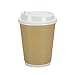Nicole Home Collection Double-Walled Insulated Ripple Paper Disposable Cups With Lids For Hot Beverage, Pack of 30 Coffee Cup, 12 oz, Tan