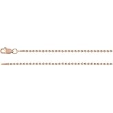 Sonia Jewels Solid 14k Rose Gold 1.5mm Bead Chain Necklace Secure Lobster Clasp Closure 16"