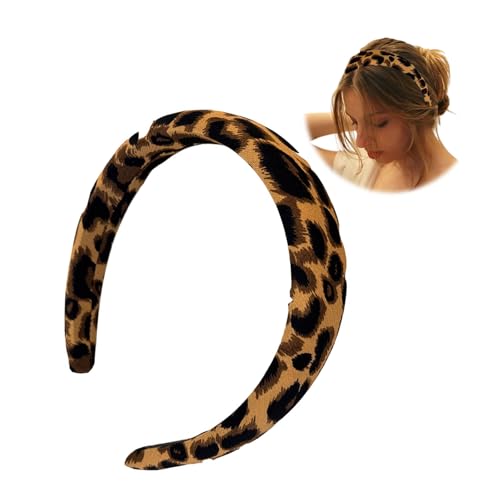 Beauty Comfy Hoop Powerful - Bandeau léopard antidérapant tendance pour femme - Bandeau turban large - Bandeau pour femme - Nœud large