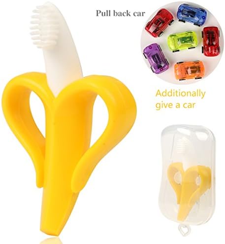 Baby Banana Toothbrush & Infant Teether –Silicon Baby Training Toothbrush and Massager with Free Gift.
