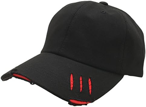 ATOBAO Men Big Size Baseball Cap Distressed Ripped Hat XL XXL XXXL Adjustable (Black-Red)