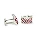 Mr.Van Mens Cufflinks Rhodium-Plated Brass with Crystals - 20x13mm Rectangular Design - Includes Velvet Gift Pouch (red)