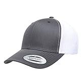 Yupoong Retro Trucker Hat & 2-Tone Snapback - 6606, by Flexfit (One Size, Charcoal/White)