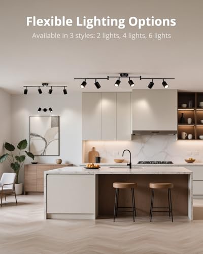 Gr4tec 4 Way Spotlights Ceiling Light, Adjustable Kitchen Lights Ceiling, Black Ceiling Light Fitting, Metal GU10 Spotlight bar for Hallway Bedroom, Bulb Not Included