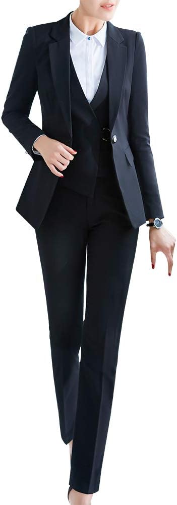 LISUEYNE Women's Three Pieces Office Lady Blazer Business Suit Set Women Suits for Work Skirt/Pant,Vest and Jacket