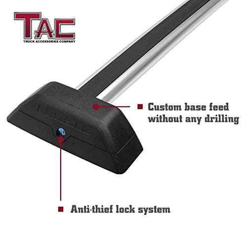 TAC Cross Bars Compatible with 2006-2010 Hummer H3 with Lock System Silver OE Style Aluminum Roof Top Rail Rack Snowboard Kayak Canoe Luggage Carrier