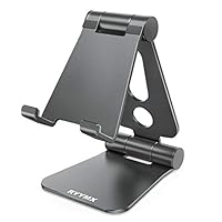 Cell Phone Stand for Desk - RYYMX Phone Holder for Desk Adjustable : Desk Phone Stand Compatible with iPhone Xs Max Xr X 8 7 6 6s Plus SE 5s, All Android Smartphone, Switch, Kindle Accessories - Gray