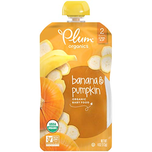 PLUM ORGANICS STAGE 2, ORGANIC BABY FOOD, BANANA AND PUMPKIN, 4 OUNCE POUCH (PACK OF 6)