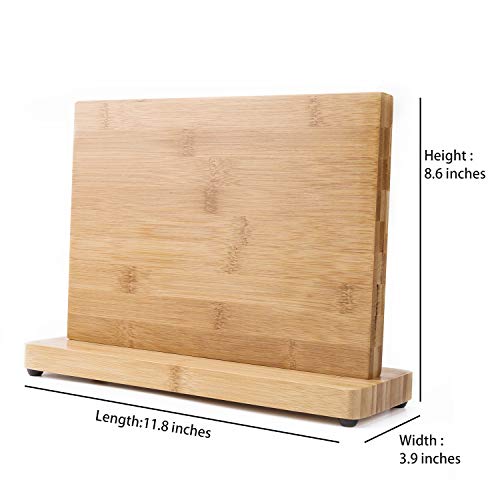 Magnetic Knife Block, Holder with Powerful Magnet - Double-Sided Bamboo Magnetic Knife Block, Organizer Block Without Knives, Fits All Knives and Other Utensils, Cutlery Display Stand and Storage Rack - Thumbnail 2