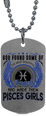 LASNECK Funny Pisces Girl Necklaces, I Am A Pisces Girl Dog Tag
