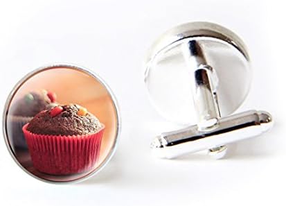 Glass Shirt Cufflinks Jewelry Sweet Candy Cupcake Photo Glass Cabochon Dome Cuff Link for Men Women