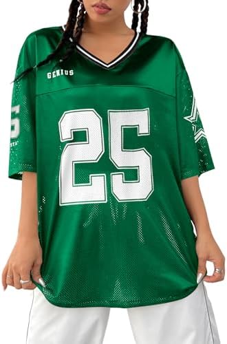 MakeMeChic Women's Football Jersey Shirts Soccer Jersey Number