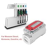 1″ Digital Turbine Flow Meter,Gas Oil Fuel Flowmeter,Pump Flow Meter ，Diesel Fuel Flow Meter,High Accuracy,for Measure Diesel, Kerosene, Gasoline, etc.(Red)