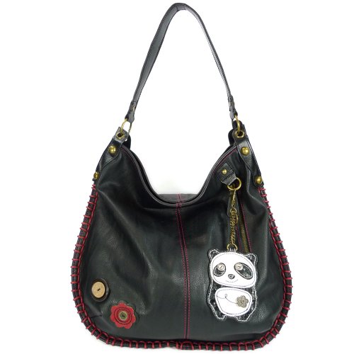 Chala Handbag Charming Hobo DADA PANDA Black Vegan Leather Soft nice gift