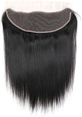 Friskylov Hair 13x4 Full Lace Front Closure Ear to Ear Closure Free Part Straight Brazilian Virgin Human Hair Natural Color 65g/2.3oz (14 inches)