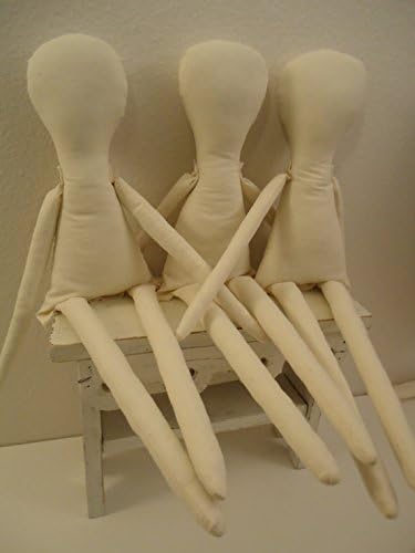 3 Primitive 21"-22" muslin cloth rag doll bodies-tall and skinny form Lot
