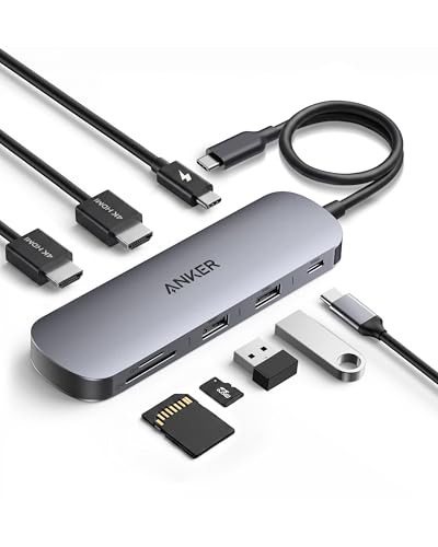 Anker Nano 8-in-1 USB C Hub, Dual-Monitor Docking Station mit 4K@60Hz HDMI