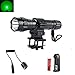 SHIGOO Green Hunting Light 501B 350 Lm Bright Long Range LED Flashlight Torch Lamp with Mount Remote Pressure Switch 18650 Rechargeable Battery 18650 Charger