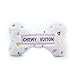Haute Diggity Dog White Chewy Vuiton Bone, Plush Designer Dog Toys with Interactive Squeaker, Stimulating Pet Enrichment, Machine-Washable & Safe Materials for All Breeds, Size Medium