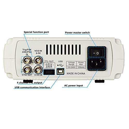 DOMINTY Function Generator AC100-240V FY6800 60MHz Double Channel DDS Function Arbitrary Waveform Signal Generator Frequency Meter 250MSa/s Sine Square/Triangle/Pulse/Sawtooth Wave/Staircase Wave