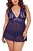 JuicyRose Sexy Open Back Lingerie Plus Size (3XL, Blue)