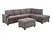 Bobkona Austin 3-Piece Reversible Sectional with Ottoman Sofa Set, Charcoal