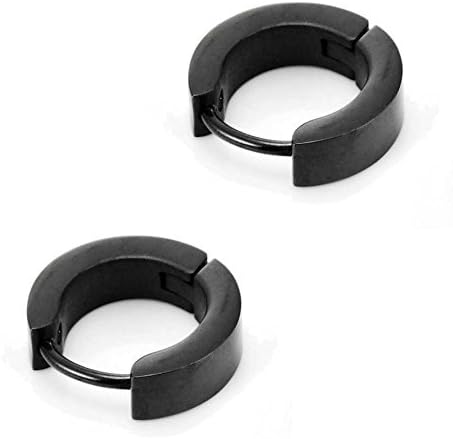We Love USA Black Men Women Unisex Huggie Earrings in Stainless Steel