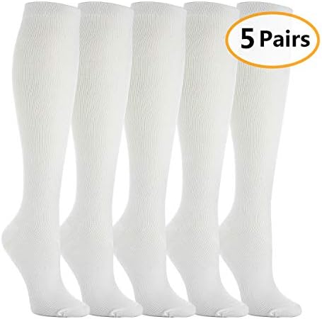 5 Pairs Compression Socks for Men & Women Best Graduated Athletic Fit for Running Flight Travel Pregnancy Flying Nurses Medical Shin Splints -Varicose Veins, Boost Stamina, Circulation & Recovery