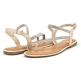 DREAM PAIRS ATLAS Women's Elegant Gladiator Rhinestone Ankle Strap Toe Ring Flat Sandals