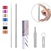 Vantic Reusable Metal Straws, Collapsible Reusable Straws with Case, Portable Travel Stainless Steel Drinking Straws with Keychain and Cleaning Brush, 1 Pack